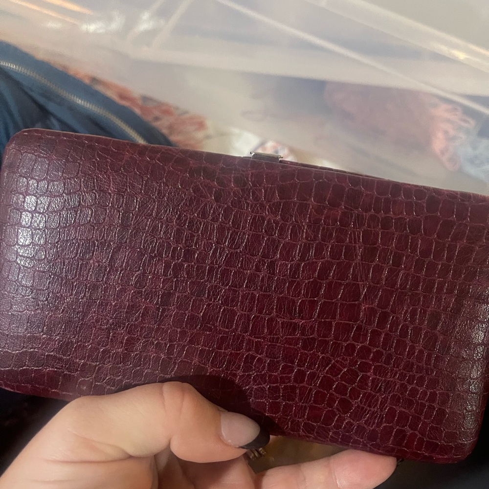 Nordstrom burgundy hard Wallet with Card Slots